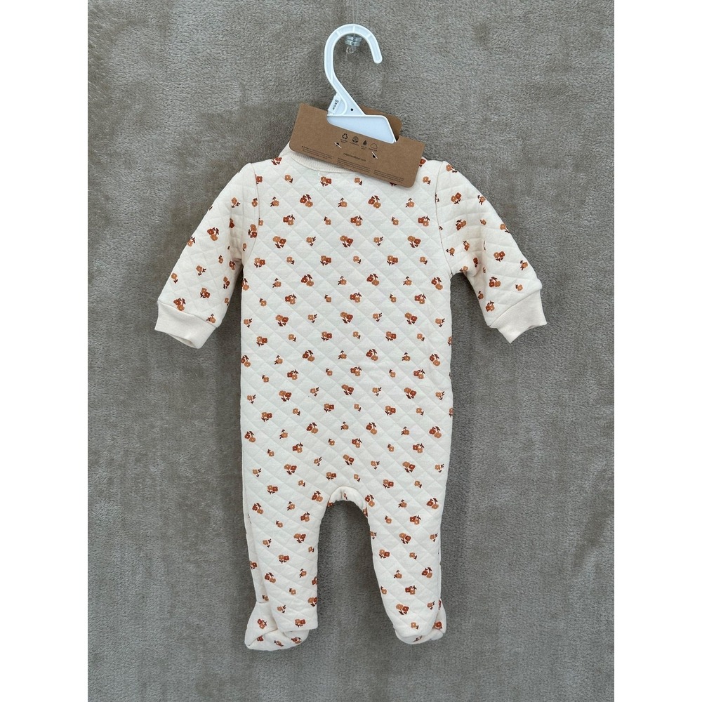 Rabbit + Bear 2 Piece Set Baby Girl 0-3M Organic Floral Quilted Zip Headband NWT - Picture 2 of 10